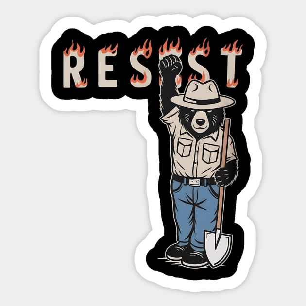 Vintage The Resist Bear Nation Park Sticker by ArtistTee ⭐⭐⭐⭐⭐